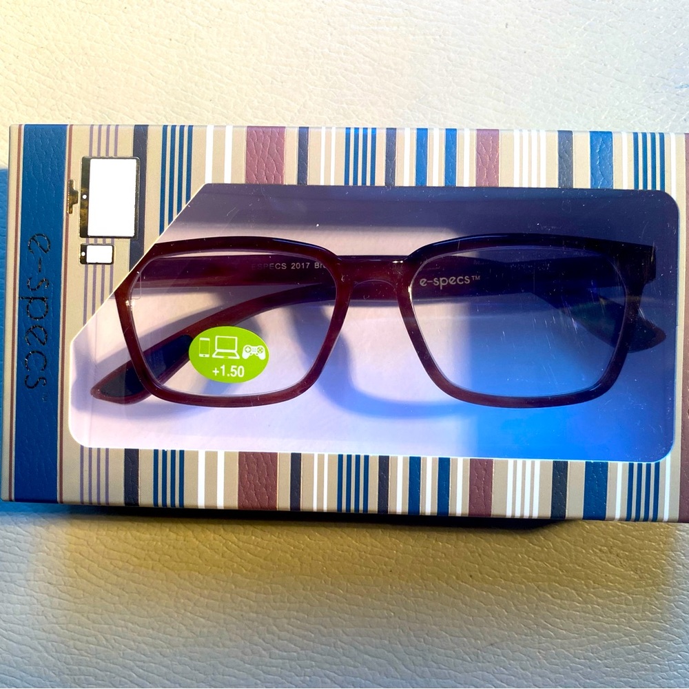 COPY - E-Specs Blue Light Square Readers in Brown +1.50